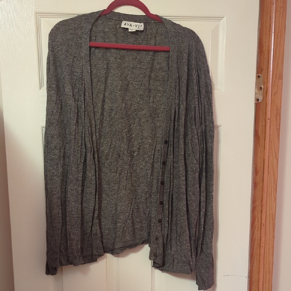 Ava & Viv Gray Lightweight Knit Cardigan